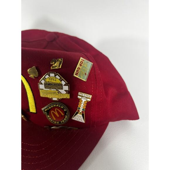 Vntg 1990’s McDonald’s NASCAR Gibbs Racing NHRA Hat W/ 24 Pins Elliott Yates - Picture 7 of 16